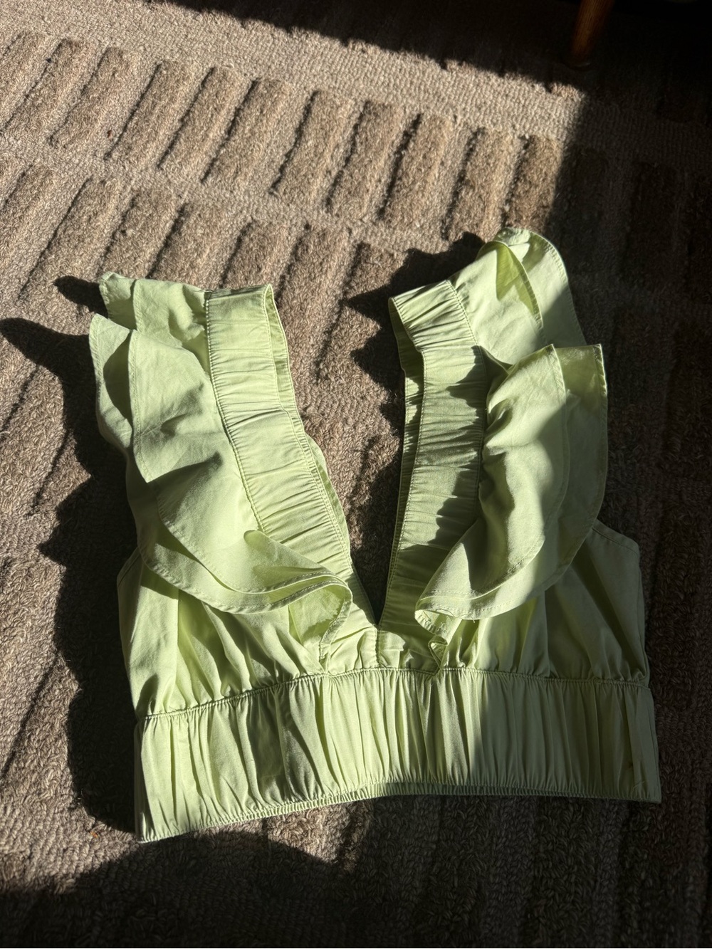 Abercrombie & Fitch Pale Lime Ruffled Top